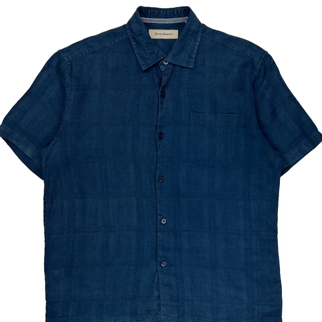 Tommy Bahama Short Sleeve Shirt - Large Blue Linen - Image 5