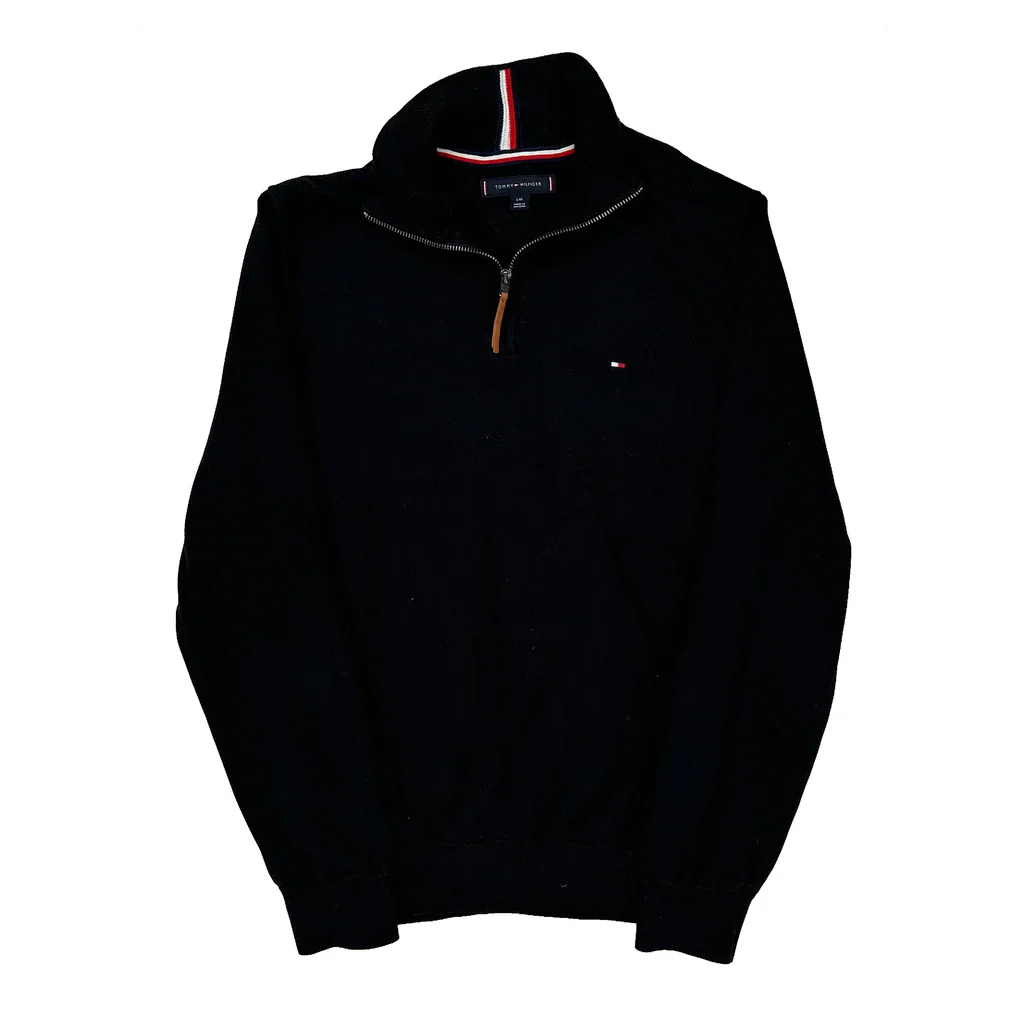 Tommy Hilfiger 1/4 Zip - Large Black Cotton