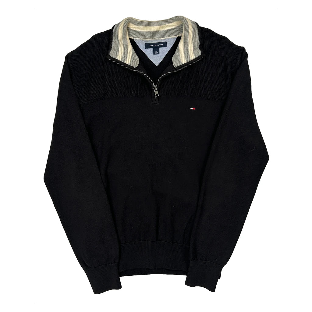 Tommy Hilfiger 1/4 Zip - Large Black Cotton