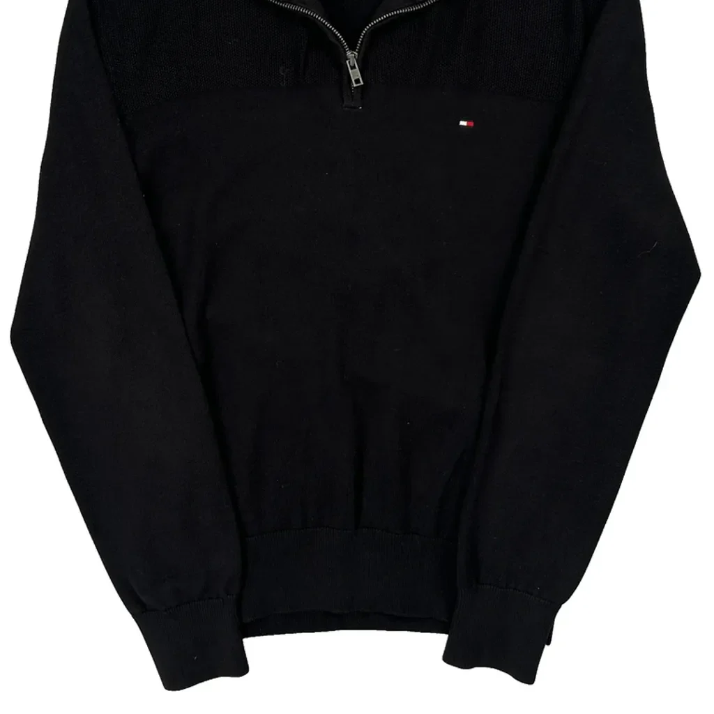 Tommy Hilfiger 1/4 Zip - Large Black Cotton - Image 5
