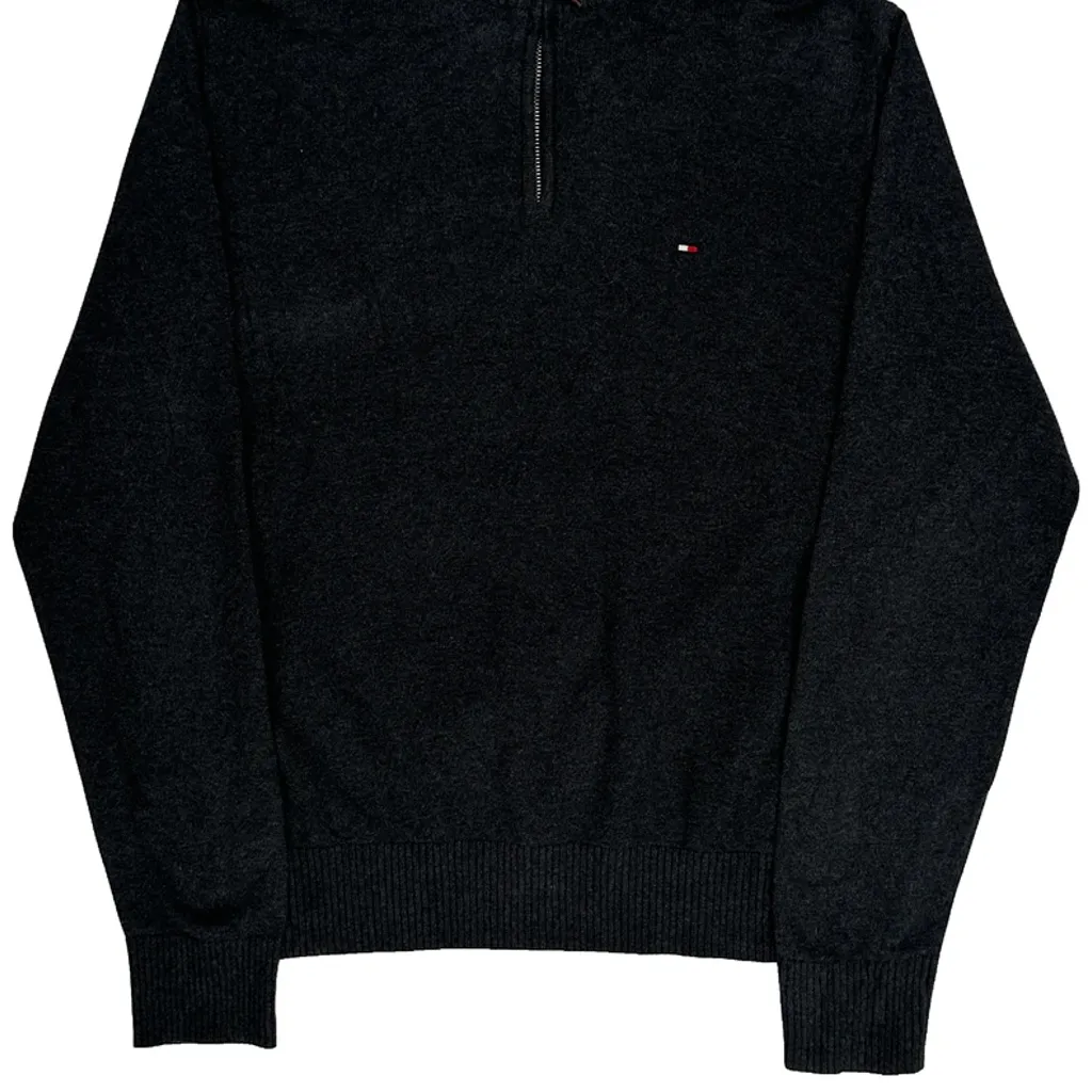Tommy Hilfiger 1/4 Zip - Large Black Cotton Blend - Image 4