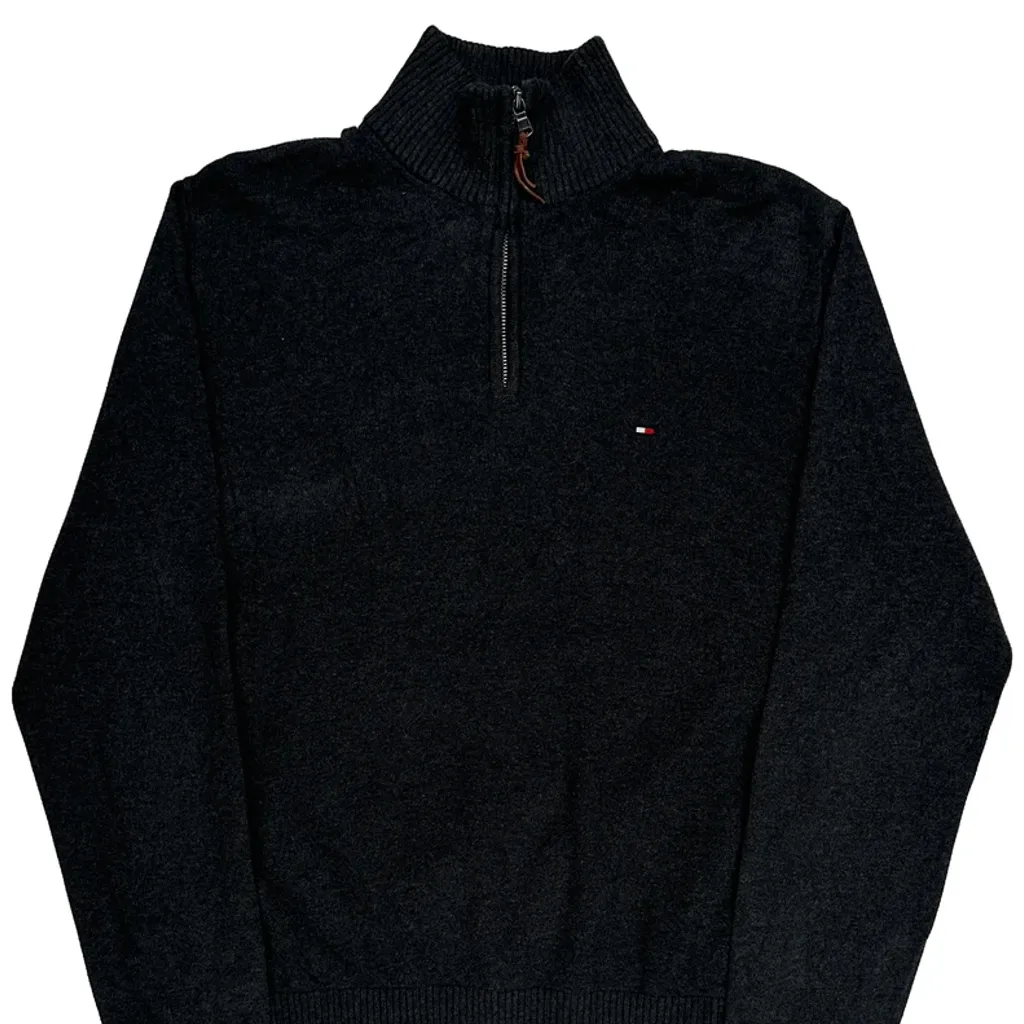 Tommy Hilfiger 1/4 Zip - Large Black Cotton Blend - Image 5