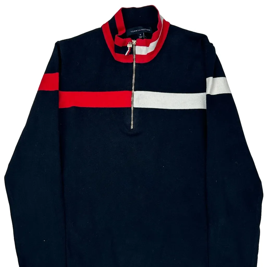 Tommy Hilfiger Striped 1/4 Zip - Medium Black Cotton - Image 5