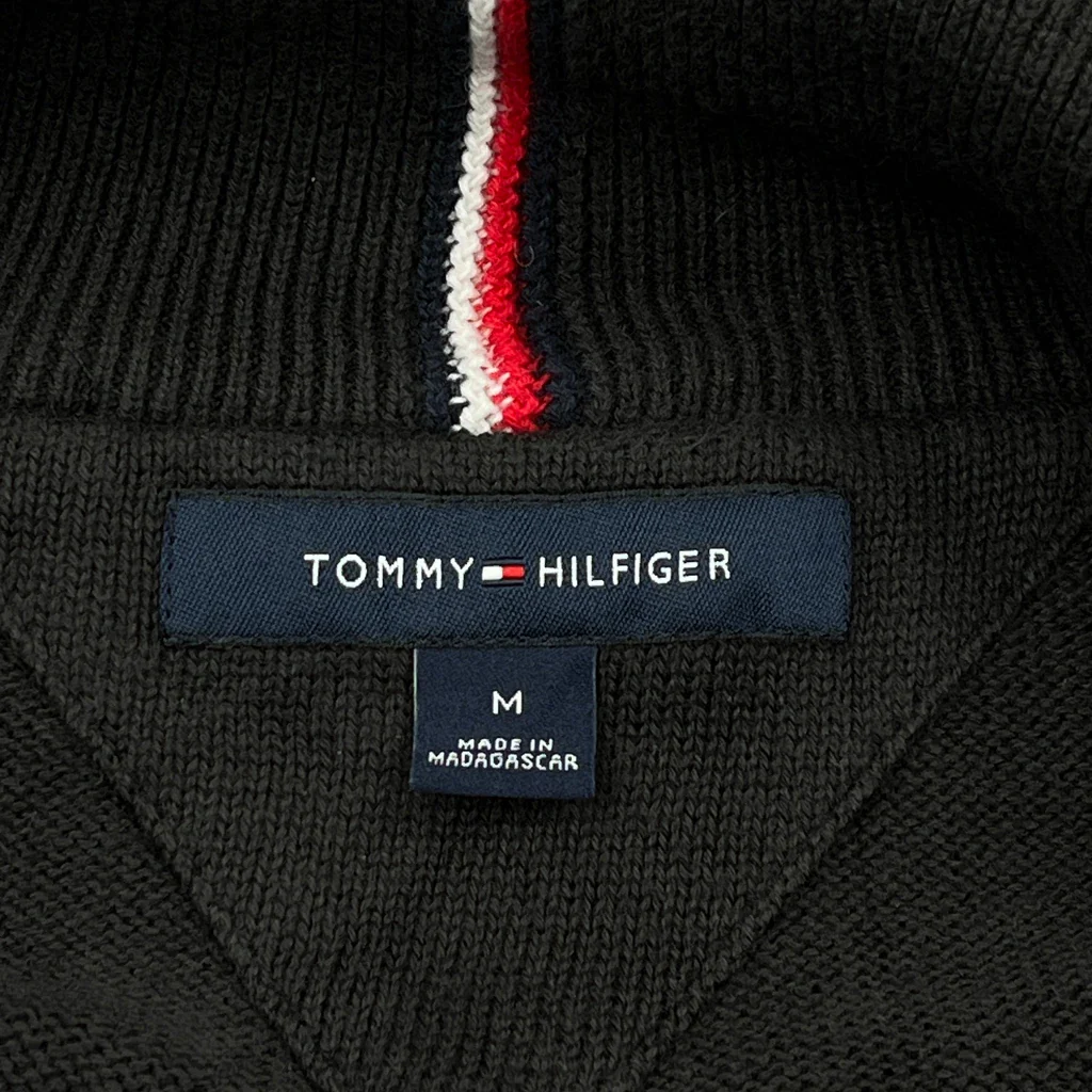 Tommy Hilfiger 1/4 Zip - Medium Black Cotton - Image 3