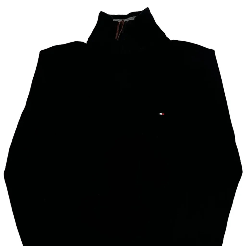 Tommy Hilfiger 1/4 Zip - Medium Black Cotton - Image 5