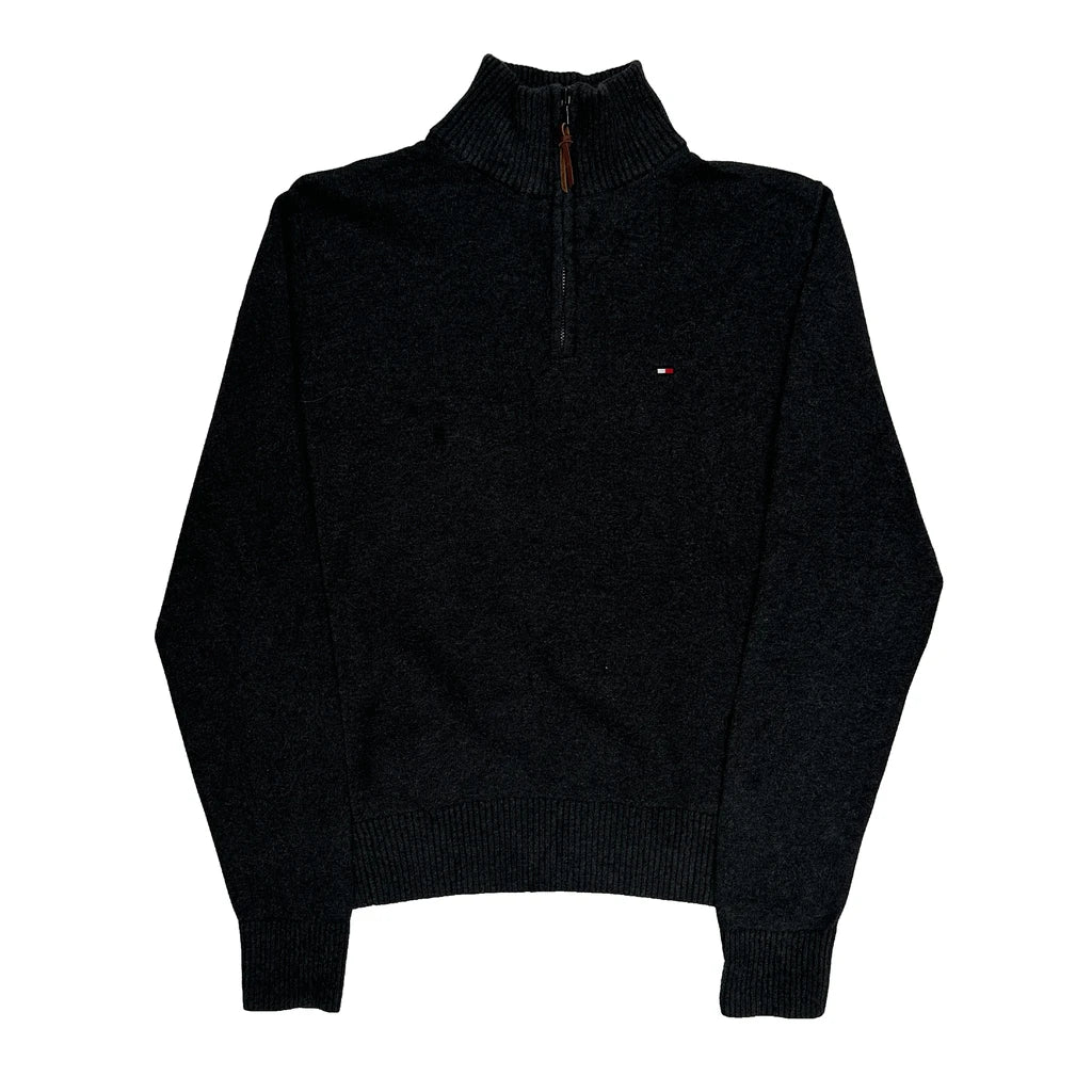 Tommy Hilfiger 1/4 Zip - Small Black Cotton Blend