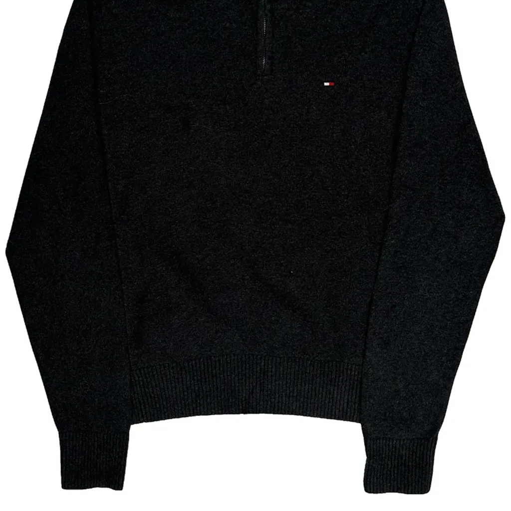 Tommy Hilfiger 1/4 Zip - Small Black Cotton Blend - Image 4