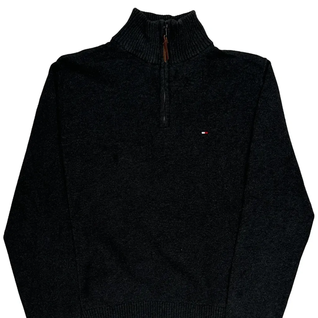 Tommy Hilfiger 1/4 Zip - Small Black Cotton Blend - Image 5