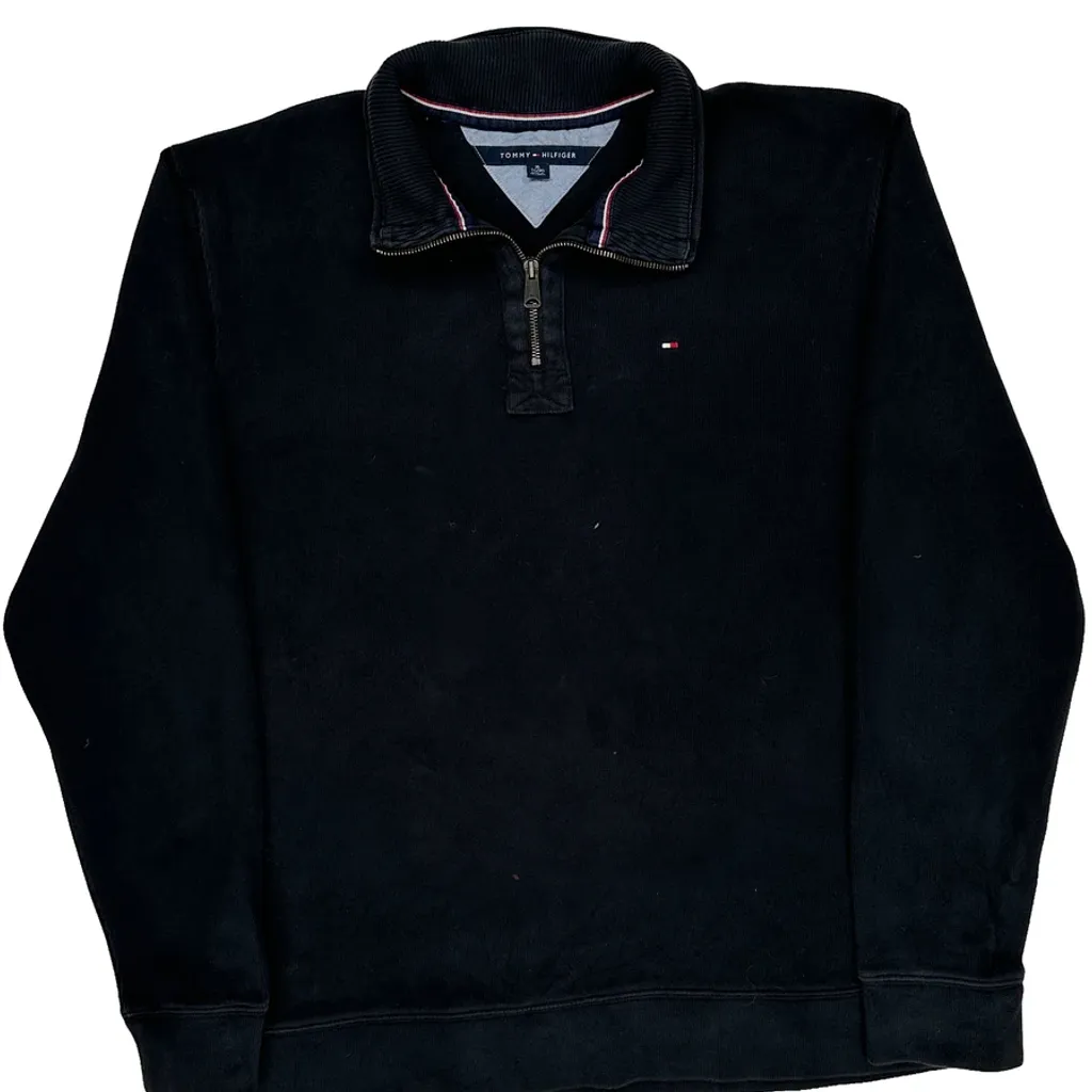 Tommy Hilfiger Collared 1/4 Zip - XL Black Cotton - Image 5