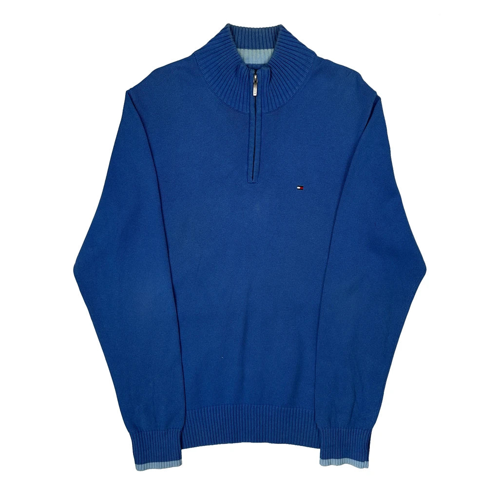Tommy Hilfiger 1/4 Zip - Large Blue Cotton