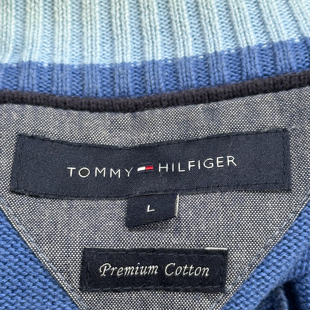 Tommy Hilfiger 1/4 Zip - Large Blue Cotton - Image 3
