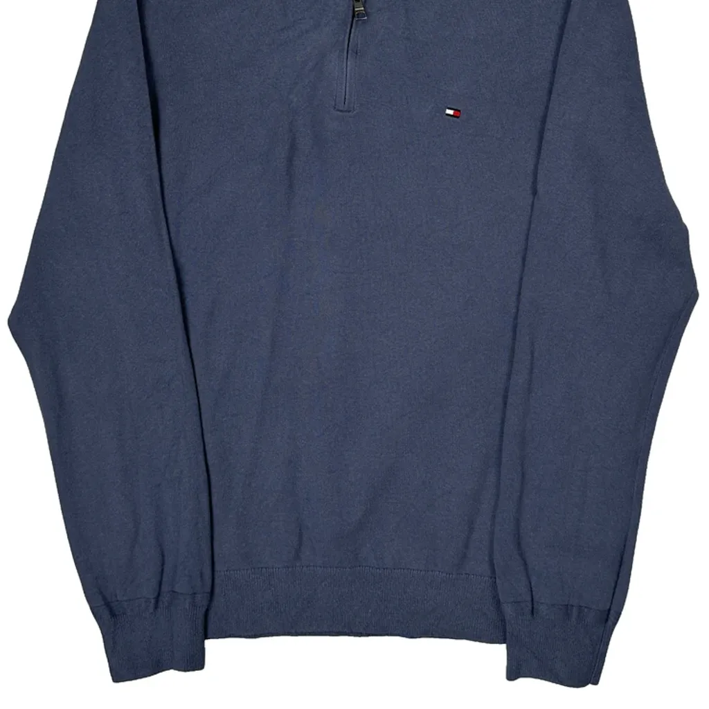 Tommy Hilfiger 1/4 Zip - Large Blue Cotton - Image 4