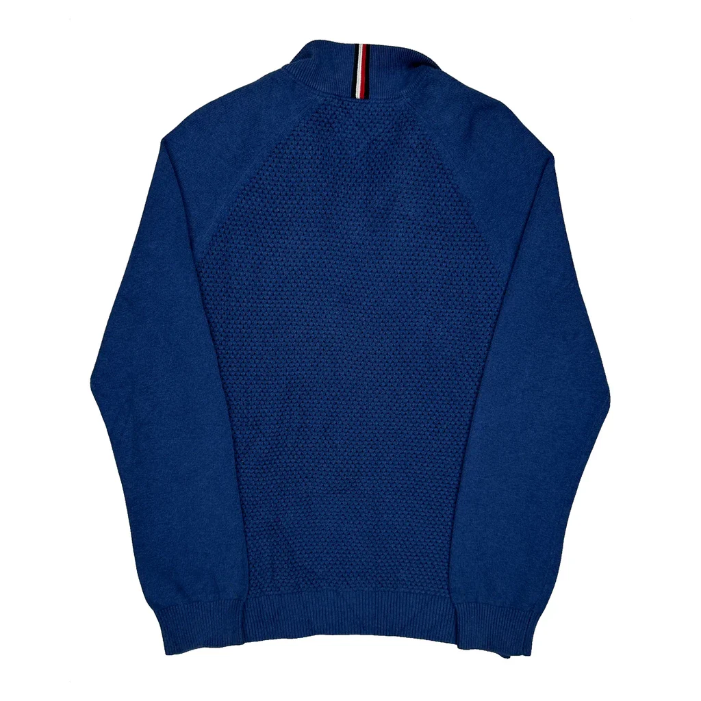 Tommy Hilfiger 1/4 Zip - Large Blue Cotton - Image 2