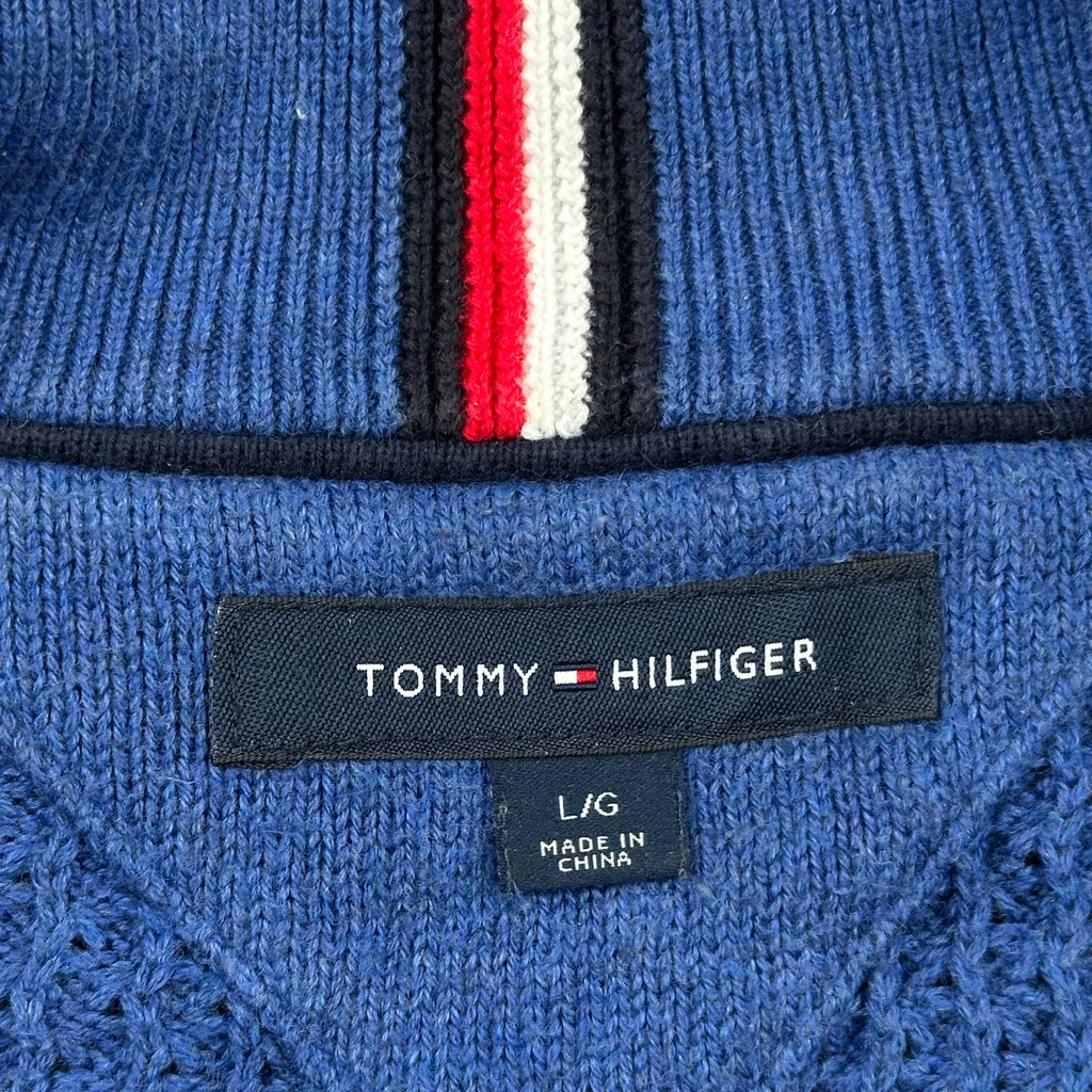 Tommy Hilfiger 1/4 Zip - Large Blue Cotton - Image 3