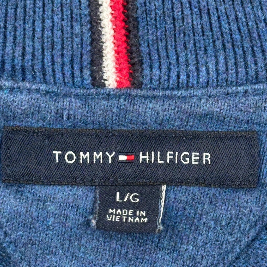 Tommy Hilfiger 1/4 Zip - Large Blue Cotton - Image 3