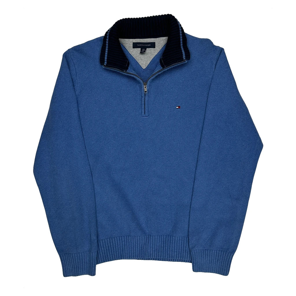 Tommy Hilfiger 1/4 Zip - Large Blue Cotton