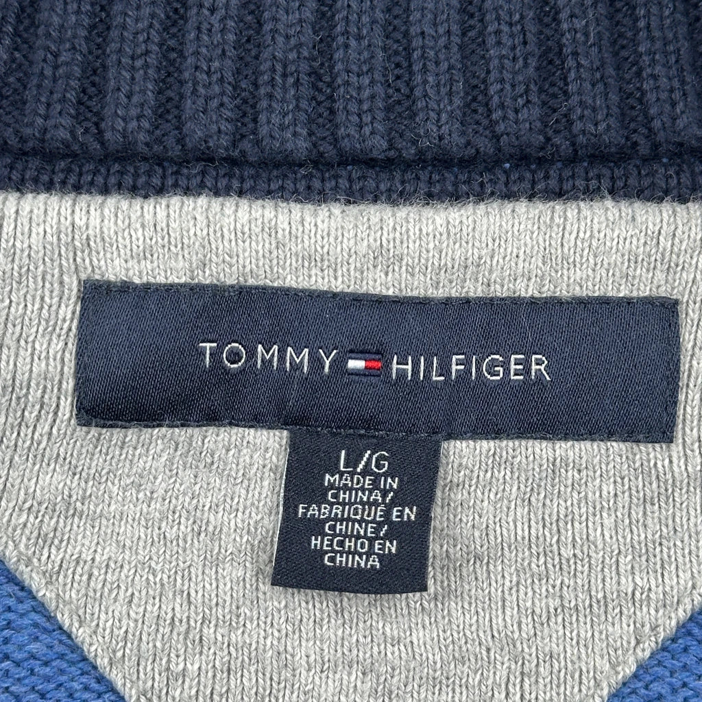 Tommy Hilfiger 1/4 Zip - Large Blue Cotton - Image 3