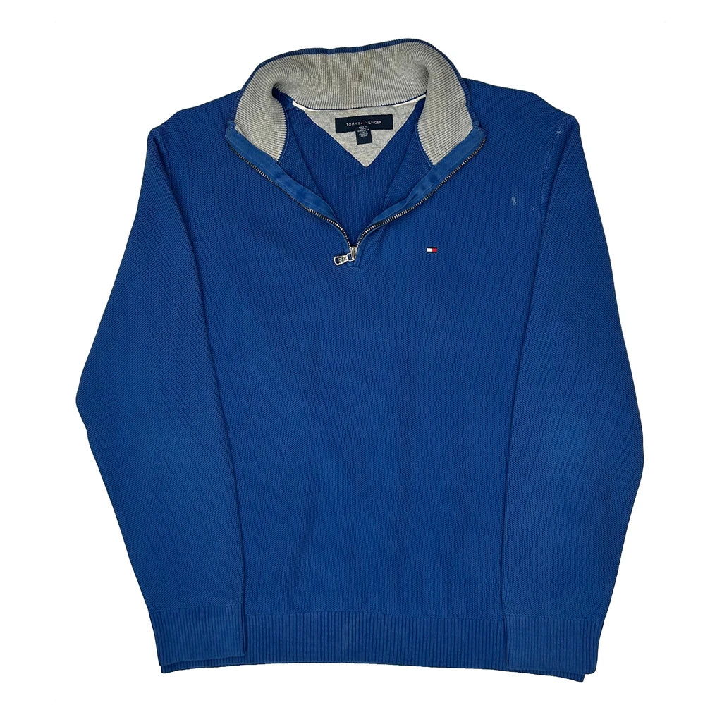 Tommy Hilfiger 1/4 Zip - Large Blue Cotton