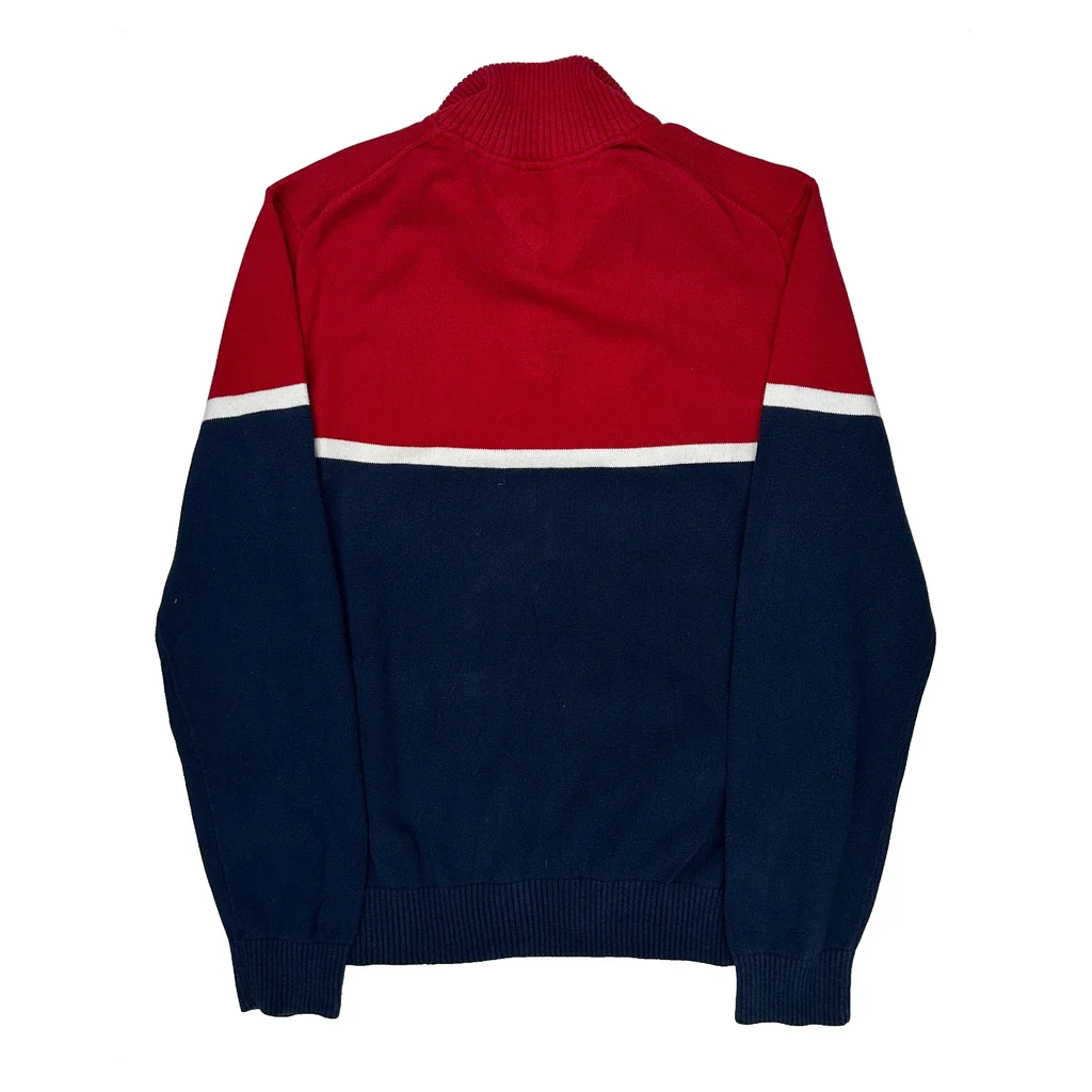 Tommy Hilfiger Striped 1/4 Zip - Medium Blue Cotton - Image 2