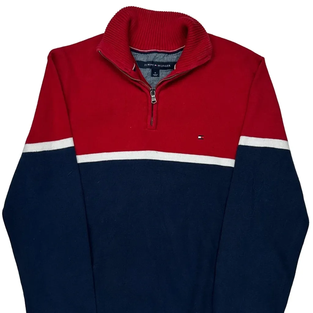 Tommy Hilfiger Striped 1/4 Zip - Medium Blue Cotton - Image 4