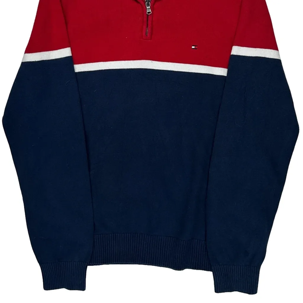 Tommy Hilfiger Striped 1/4 Zip - Medium Blue Cotton - Image 5