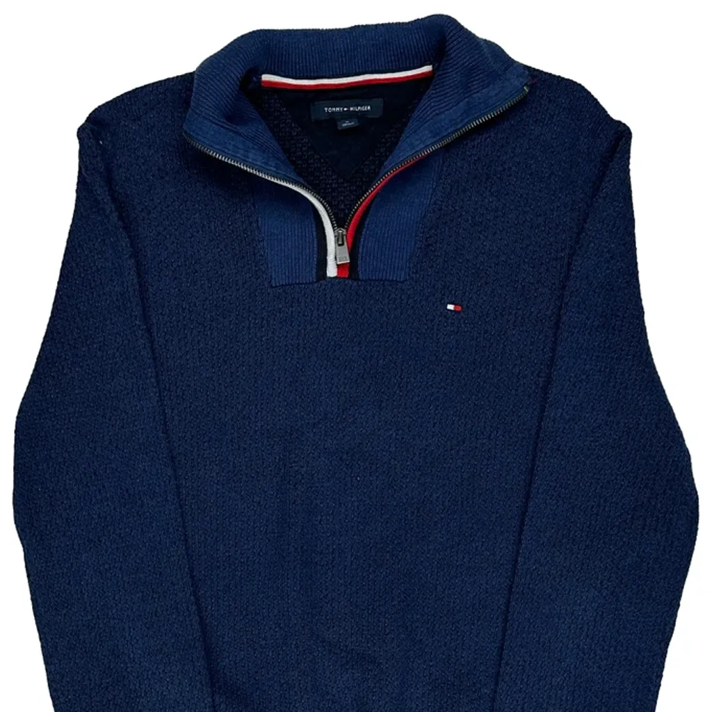 Tommy Hilfiger 1/4 Zip - Medium Blue Cotton - Image 4