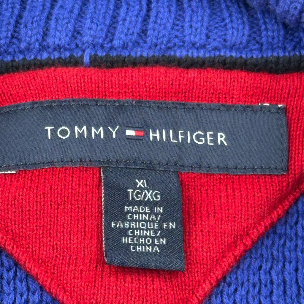 Tommy Hilfiger 1/4 Zip - XL Blue Cotton - Image 3