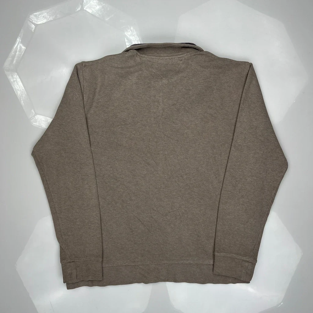 Tommy Hilfiger 1/4 Zip - Large Brown Cotton - Image 3
