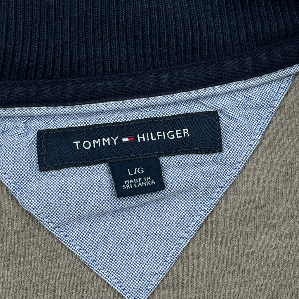 Tommy Hilfiger 1/4 Zip - Large Brown Cotton - Image 4