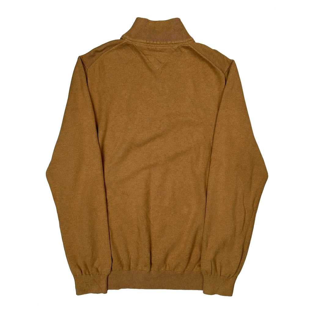 Tommy Hilfiger 1/4 Zip - XL Brown Cotton - Image 2