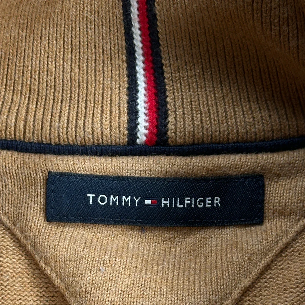 Tommy Hilfiger 1/4 Zip - XL Brown Cotton - Image 4