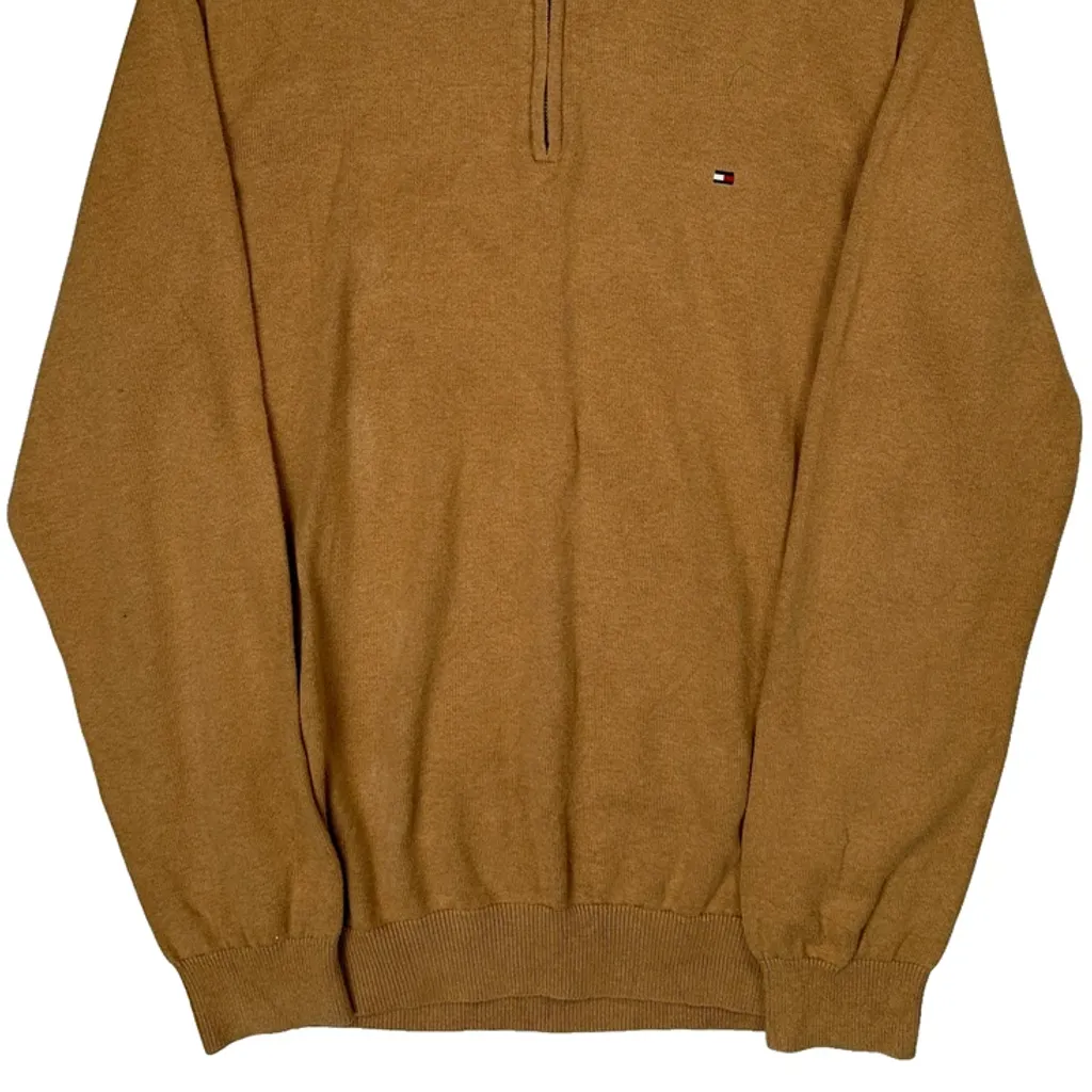 Tommy Hilfiger 1/4 Zip - XL Brown Cotton - Image 5