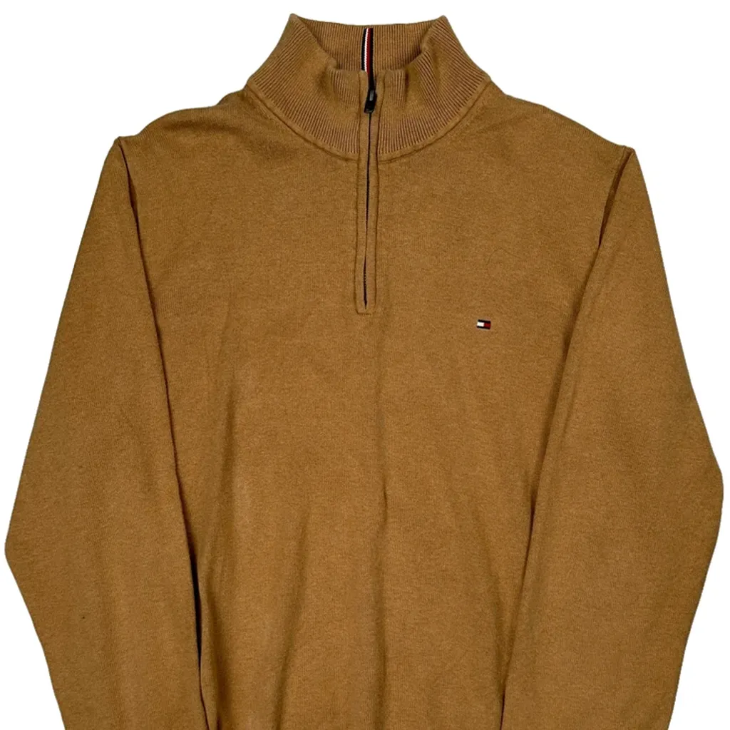 Tommy Hilfiger 1/4 Zip - XL Brown Cotton - Image 6
