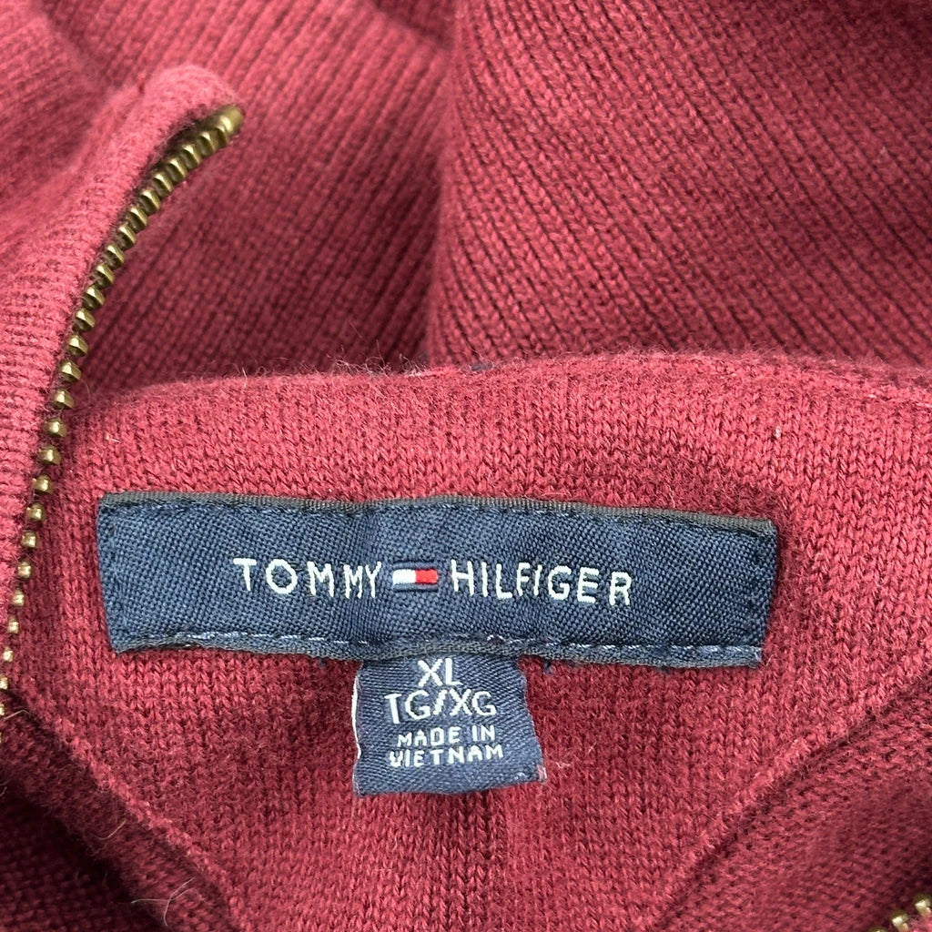 Tommy Hilfiger 1/4 Zip - XL Burgundy Cotton - Image 3