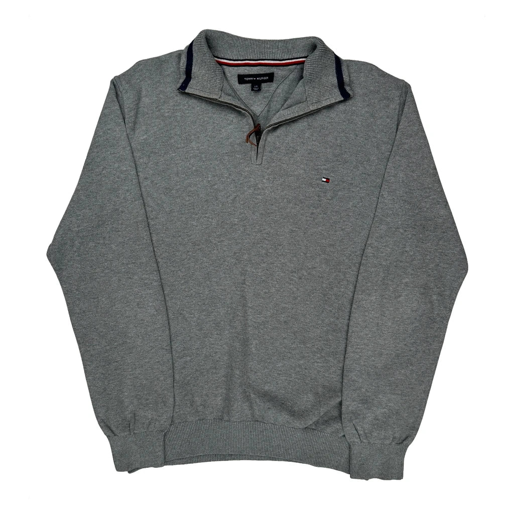 Tommy Hilfiger 1/4 Zip - Large Gray Cotton