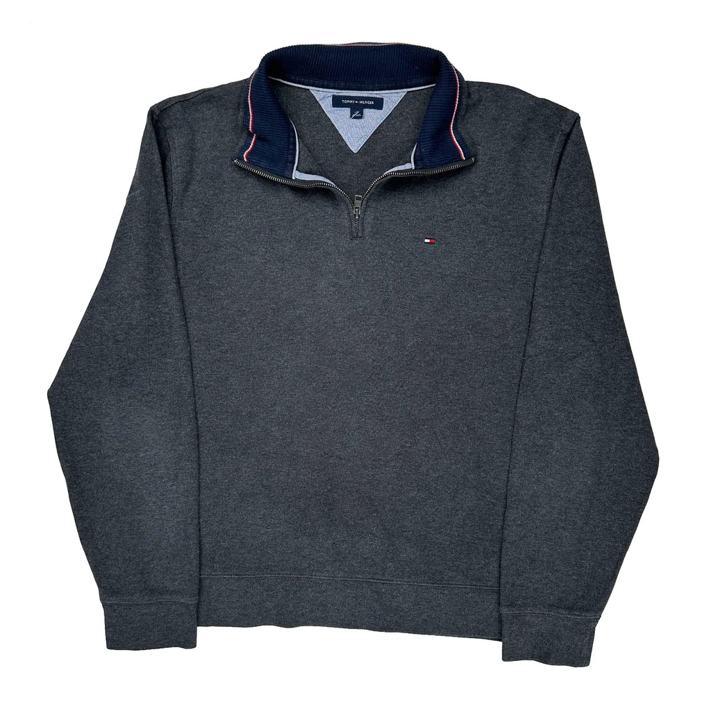 Tommy Hilfiger 1/4 Zip - Large Gray Cotton