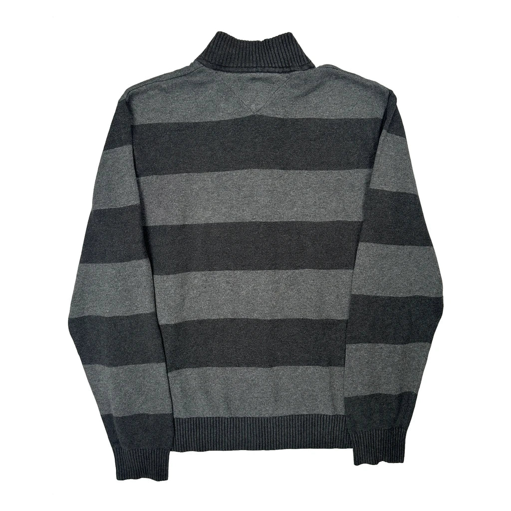 Tommy Hilfiger Striped 1/4 Zip - Medium Gray Cotton - Image 2