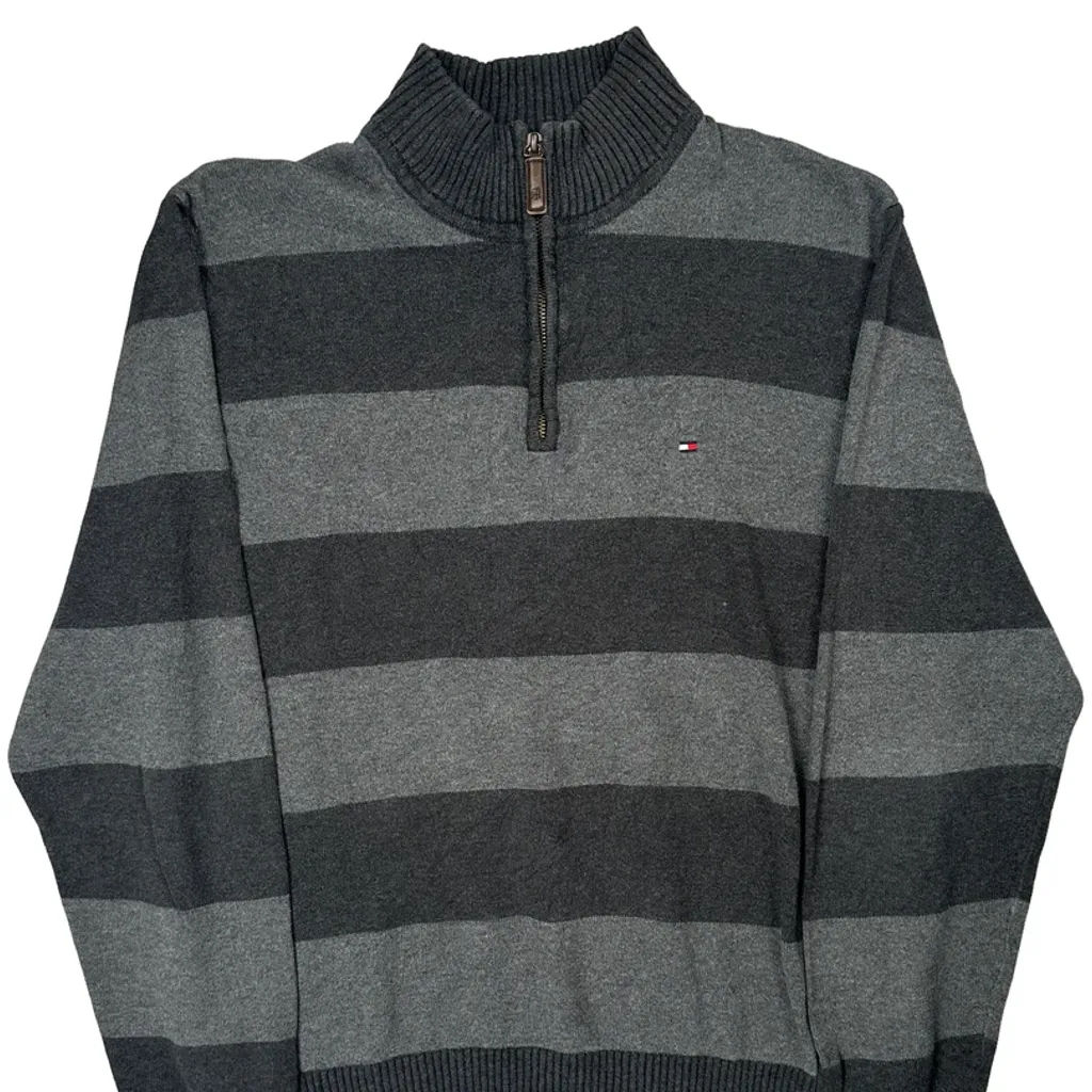Tommy Hilfiger Striped 1/4 Zip - Medium Gray Cotton - Image 5