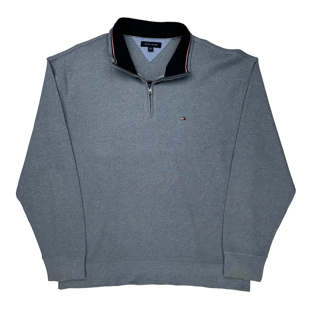 Tommy Hilfiger 1/4 Zip - XL Gray Cotton