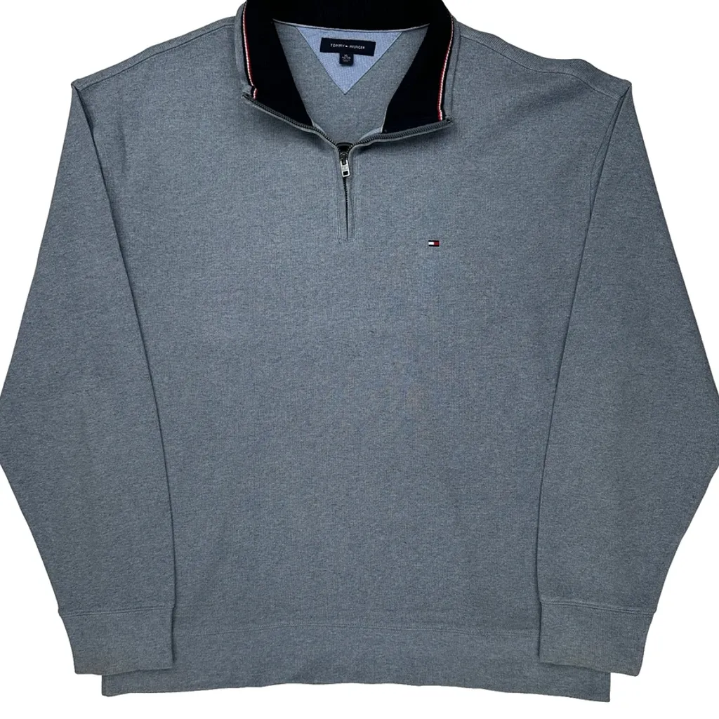 Tommy Hilfiger 1/4 Zip - XL Gray Cotton - Image 5