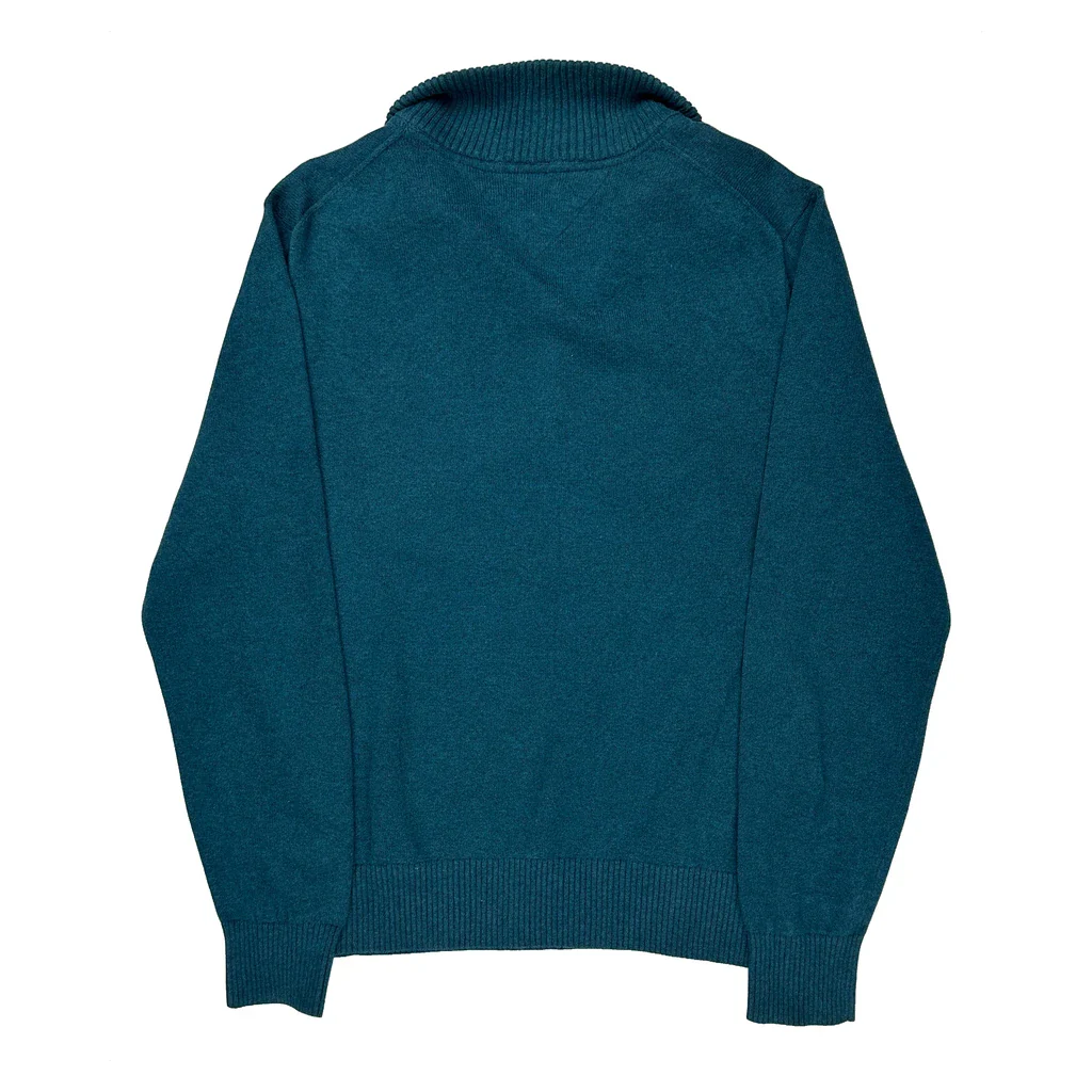 Tommy Hilfiger 1/4 Zip - Large Green Cotton Blend - Image 2