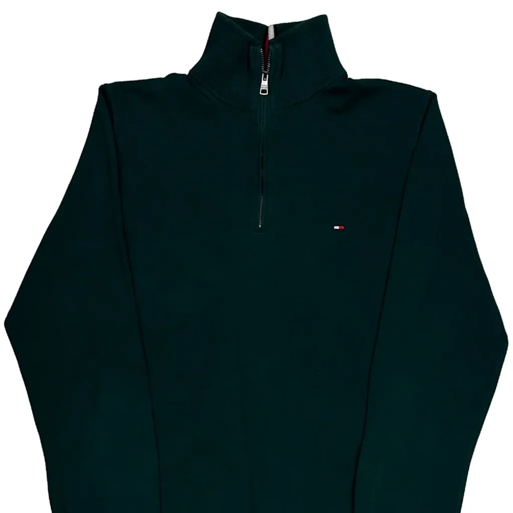 Tommy Hilfiger 1/4 Zip - Medium Green Cotton - Image 5