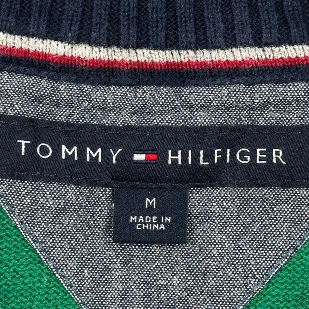 Tommy Hilfiger Striped 1/4 Zip - Medium Green Cotton - Image 3