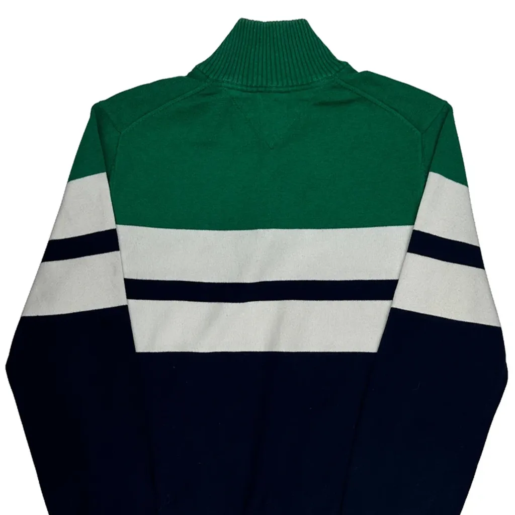 Tommy Hilfiger Striped 1/4 Zip - Medium Green Cotton - Image 6
