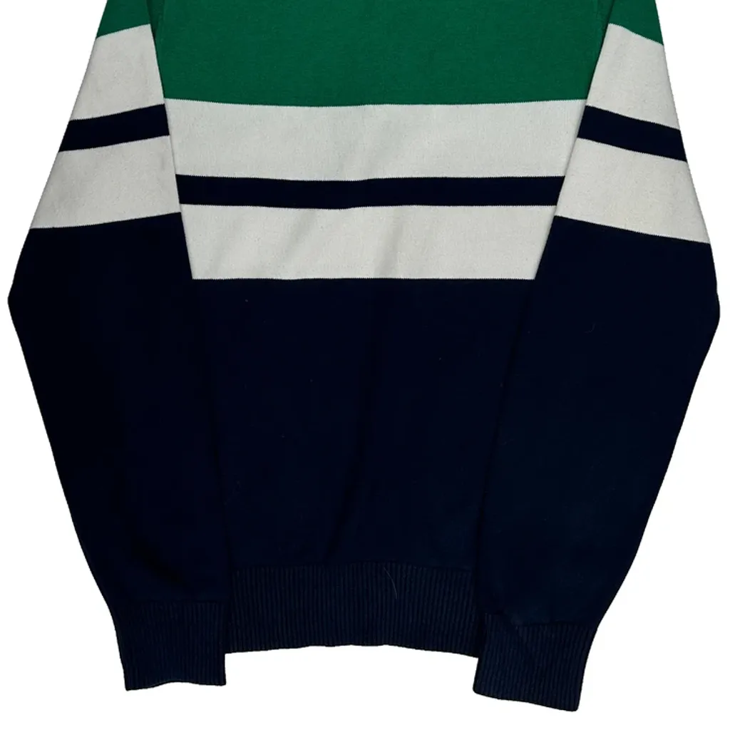 Tommy Hilfiger Striped 1/4 Zip - Medium Green Cotton - Image 7