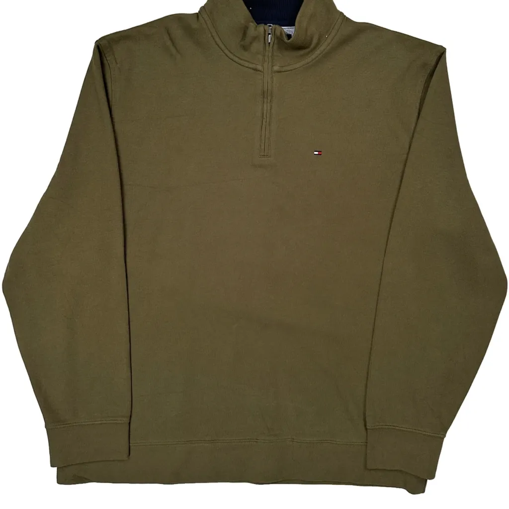 Tommy Hilfiger 1/4 Zip - 2XL Green Cotton - Image 4