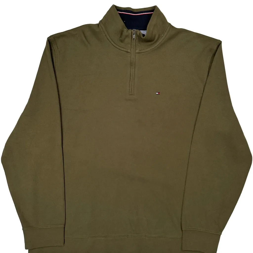 Tommy Hilfiger 1/4 Zip - 2XL Green Cotton - Image 5