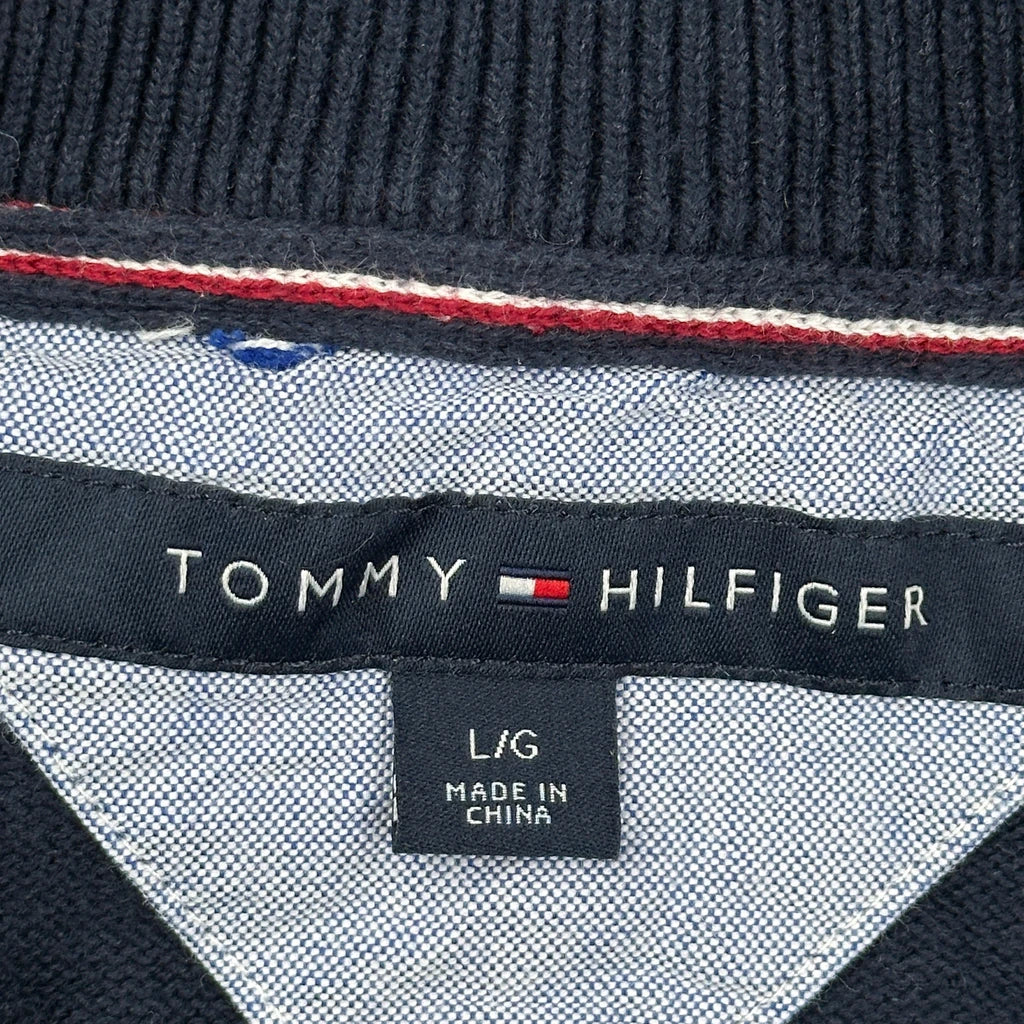 Tommy Hilfiger Striped 1/4 Zip - Large Grey Cotton - Image 3