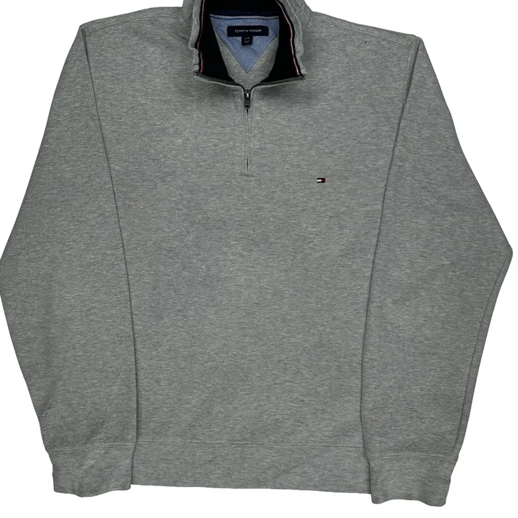 Tommy Hilfiger 1/4 Zip - Large Grey Cotton - Image 4