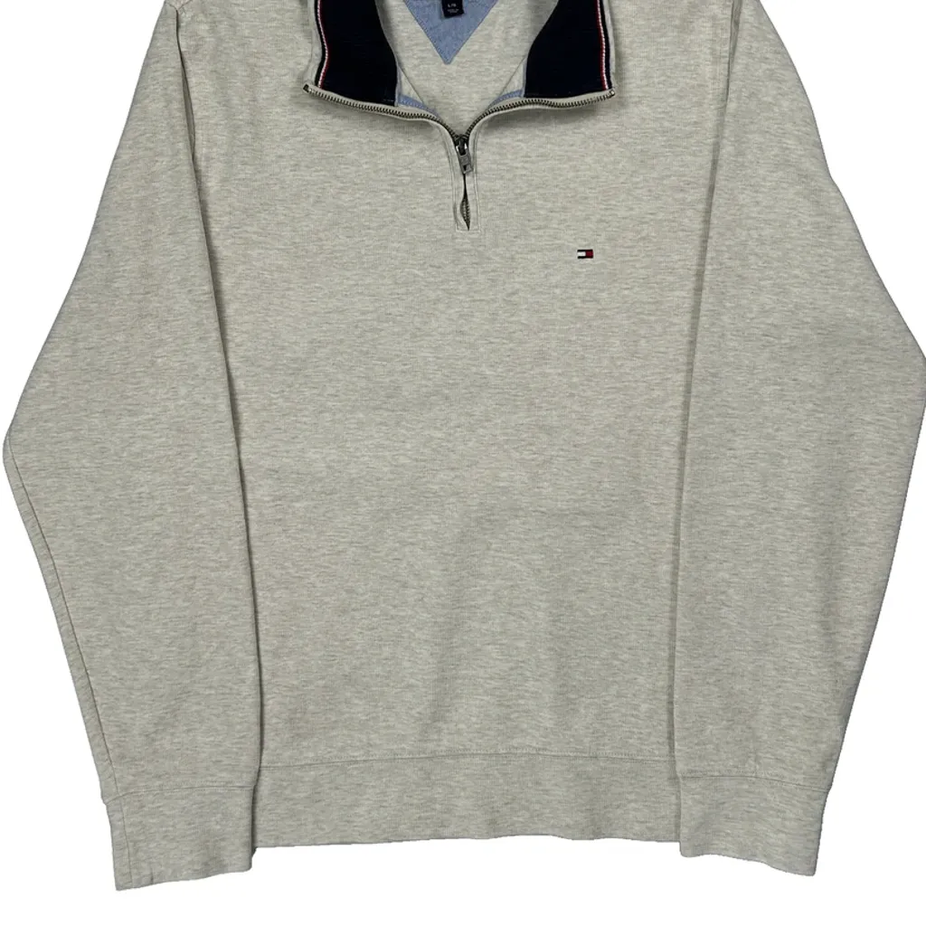Tommy Hilfiger 1/4 Zip - Large Grey Cotton - Image 4